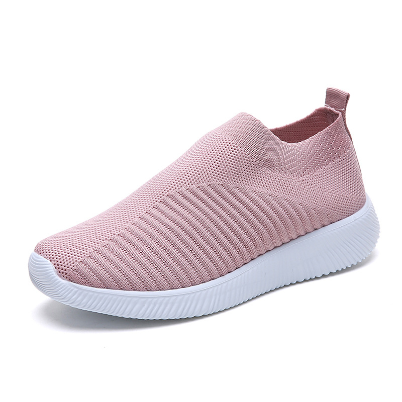 Women's Plus Size Fly-knit Socks Shoes Elastic Fabric European And American (35, Pink)