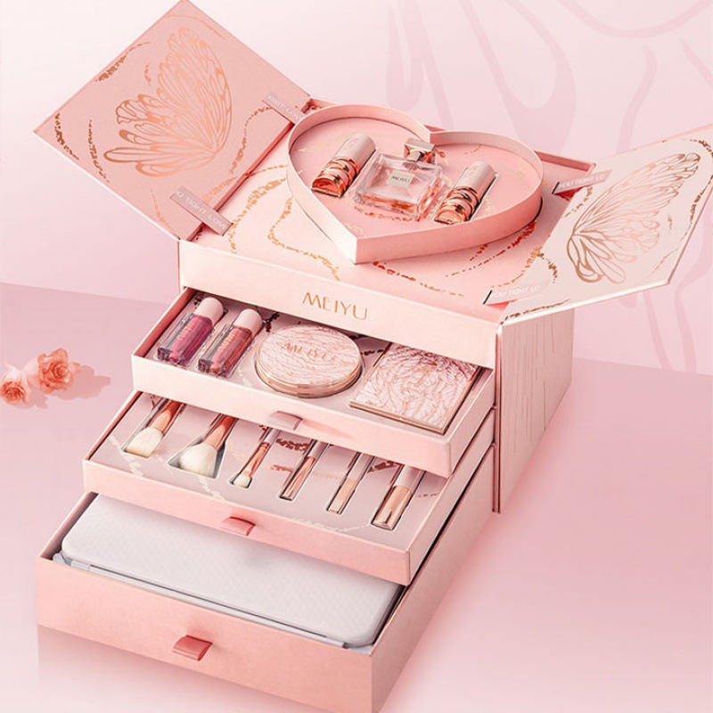 Christmas For Girls Cosmetics Lipstick Set Of Beauty Gift Box (Pink)