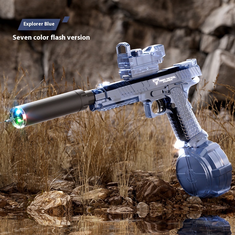 Electric With Light Water Gun Electric Continuous Hair Water Pistols (Blue)