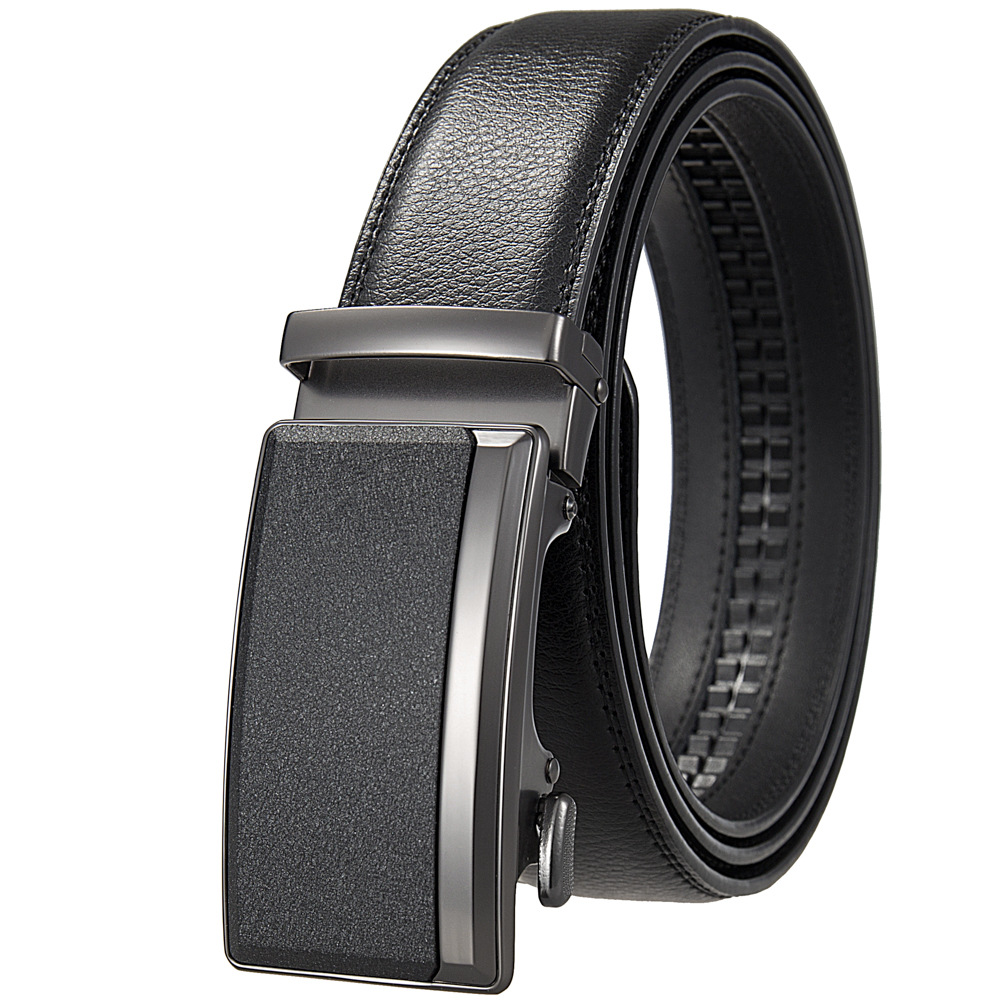 Men's Business Leather Split Leather Belt (110 [cm], 118 Black Belt)