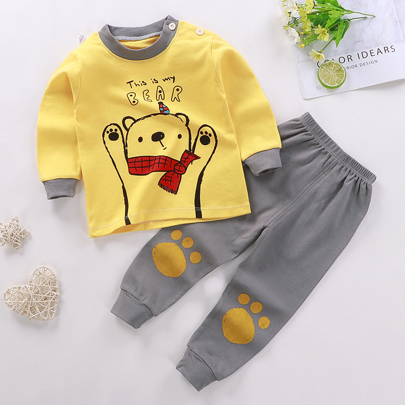 Boys And Girls Children's Underwear Suit Cotton Children Autumn And Winter Pajamas (110, A03)