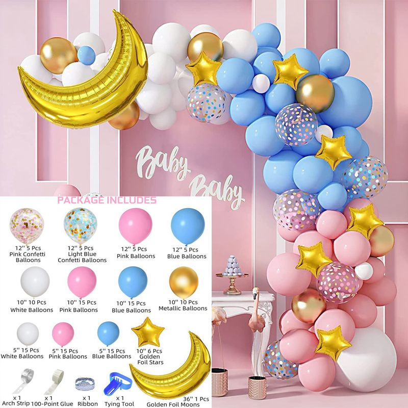 An elegant balloon set for celebrating the arrival of a newborn and birthdays, adding a touch of luxury and joy to special moments, making them even more memorable  (126 [pcs] Set)