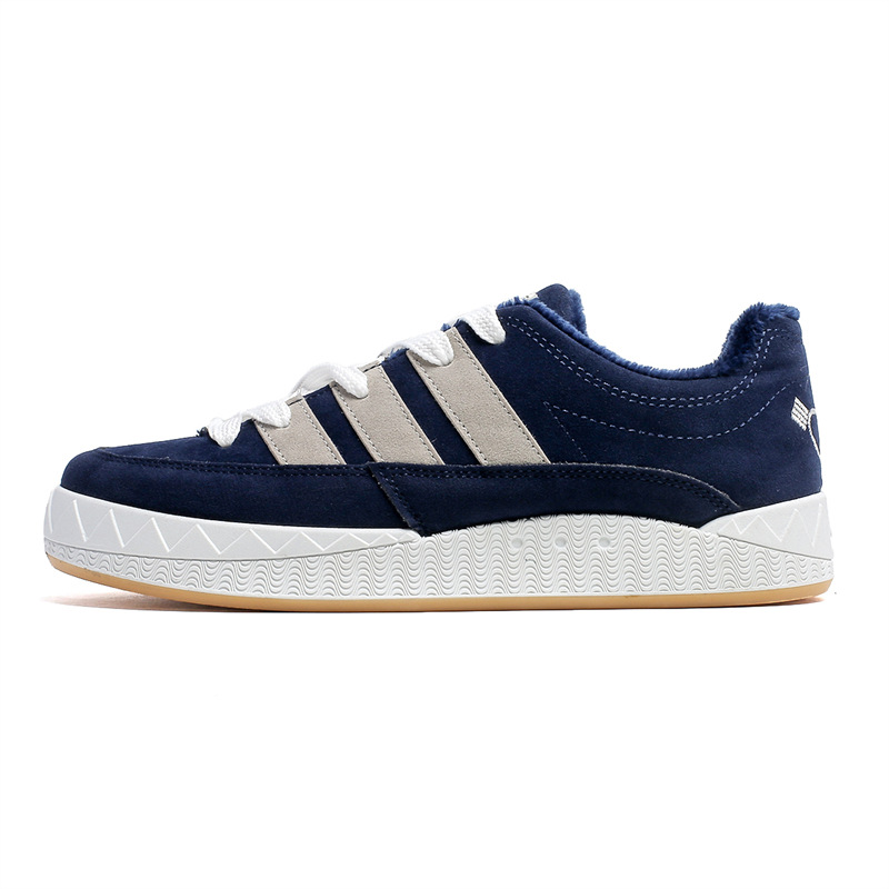Men's Shoes Hong Kong Style Warm With Velvet Retro (39, Blue)