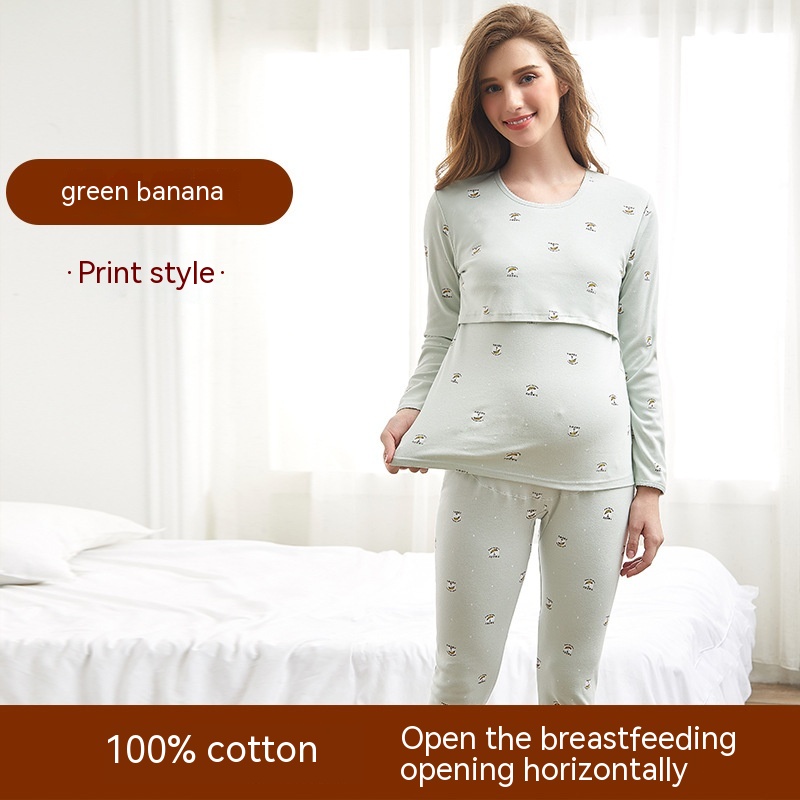 Autumn Clothes For Pregnant Women Suit Pure Cotton Breastfeeding (M)