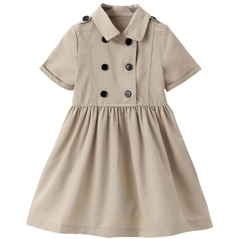 Kids Summer Clothing Beige Korean Style Children Shirt Girls' Dress Medium And Large Children's Dress Children Shirt (150 [cm])