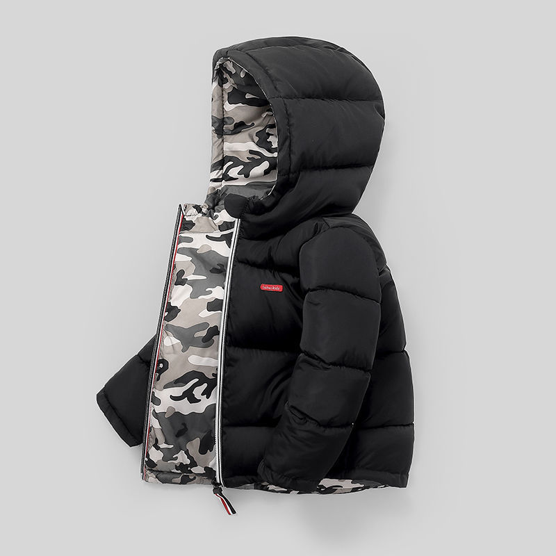 Middle And Small Children Wear Double-sided Padded Winter Jackets (100 [cm], Black)