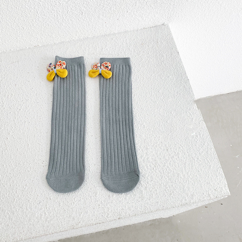 Children's Socks Bowknot Girls Straight Socks (Green)