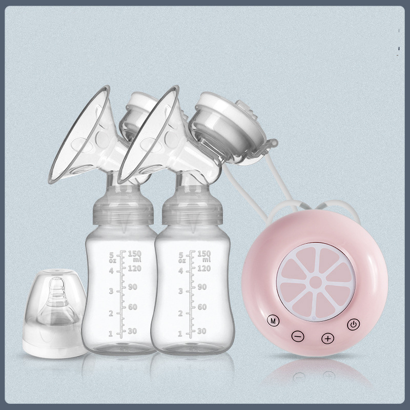 USB plug-in bilateral breast pump, electric breast pump, automatic breast pump (Pink)
