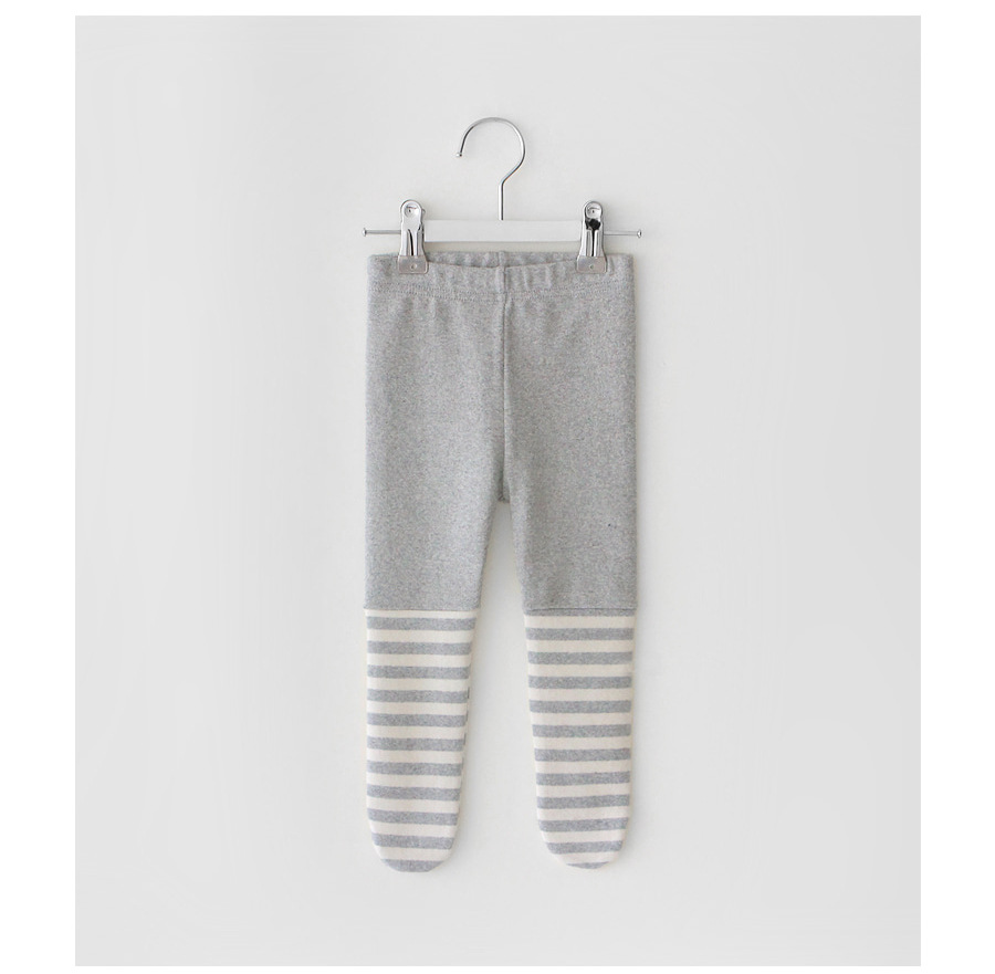 Stitched striped tights (Grey)